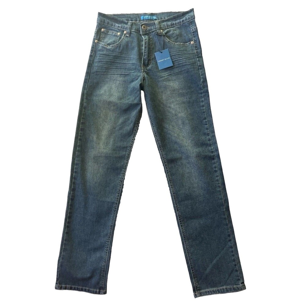 Perry Ellis Straight Leg Jeans 28x28 Dark Wash Blue Denim Mid Rise NWT